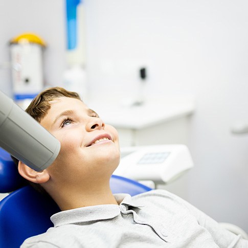 Child receiving digital X-rays